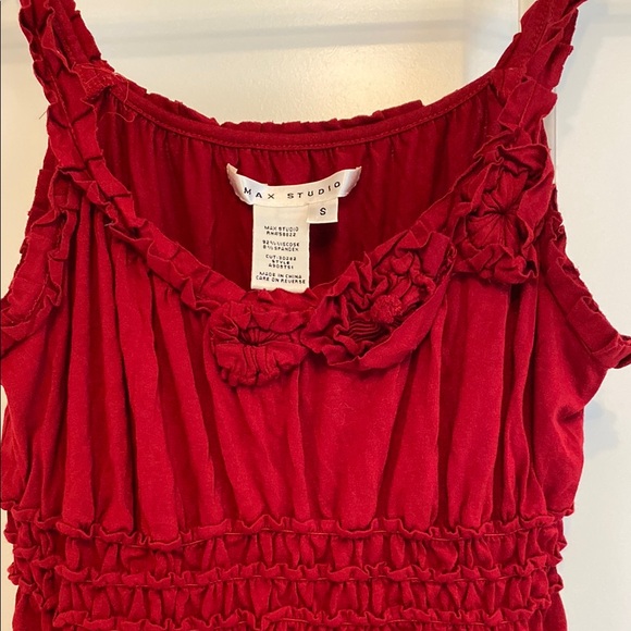 Max Studio Red Ruched Mini Sundress - Picture 2 of 11